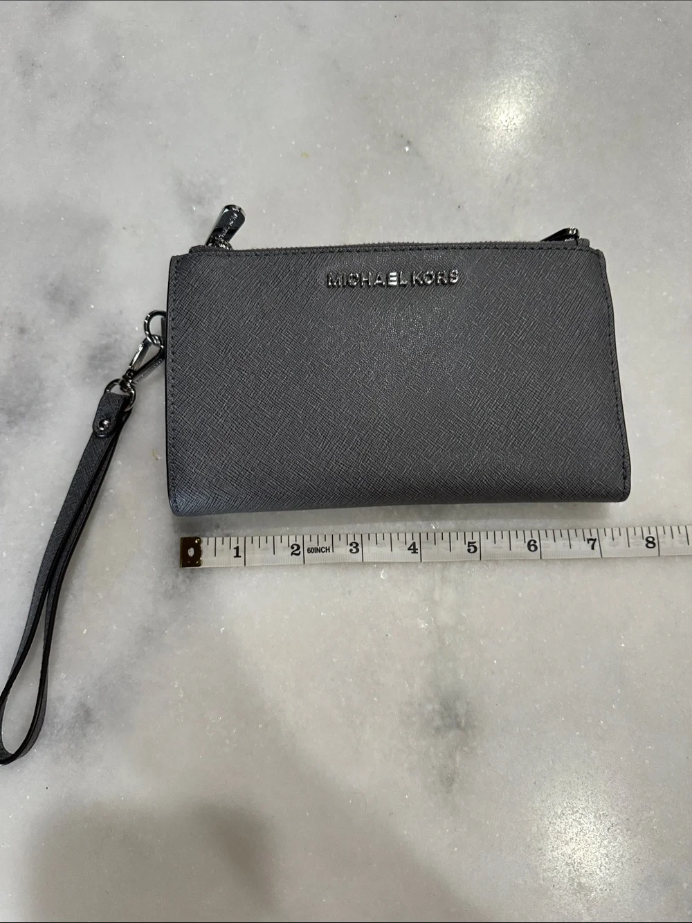 Michael Kors Gray Saffiano Wristlet Wallet